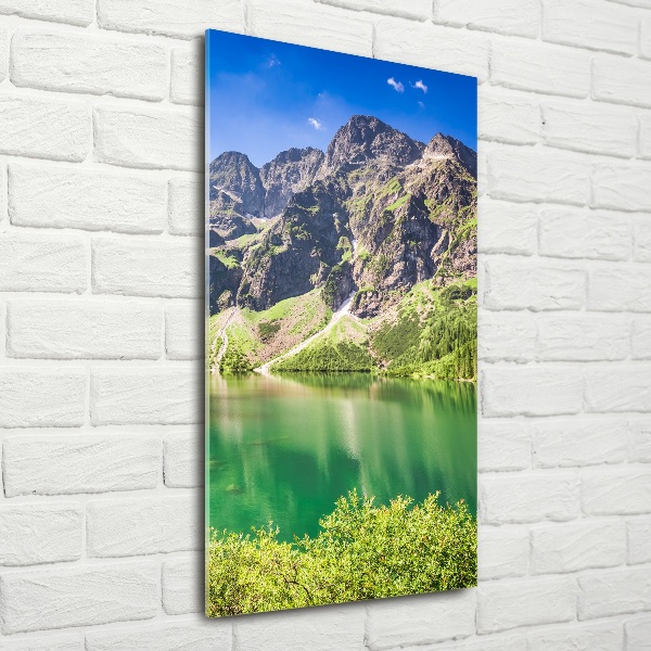 Verticaal glasschilderij Het zeeoog ​​van het Tatragebergte