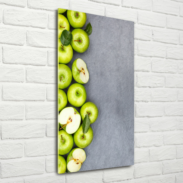 Verticale glasfoto Groene appels