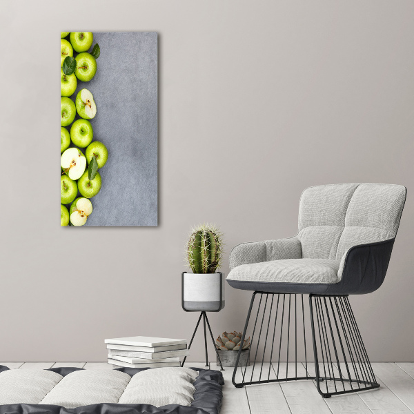 Verticale glasfoto Groene appels