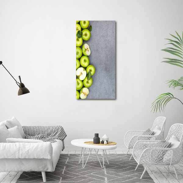 Verticale glasfoto Groene appels