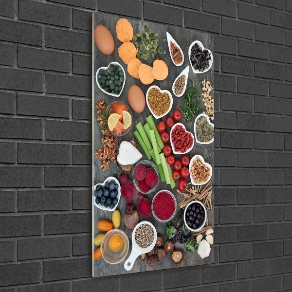 Verticaal glasschilderij Gezonde voeding