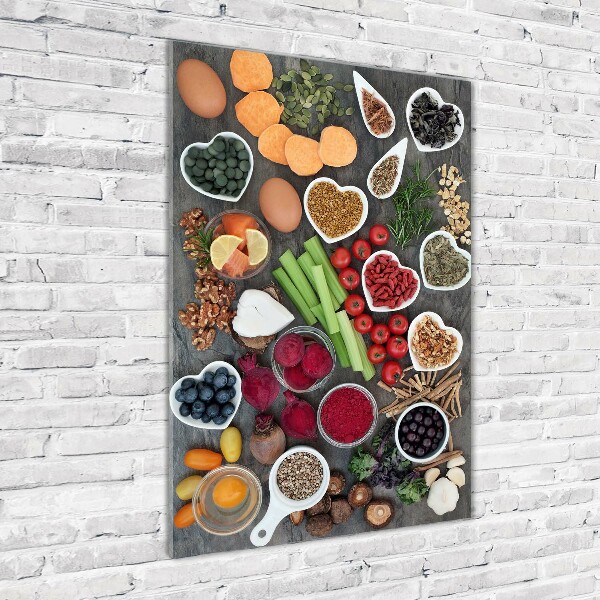 Verticaal glasschilderij Gezonde voeding