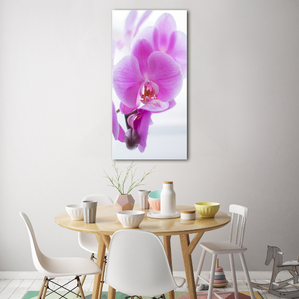 Verticaal glasschilderij Roze orchidee