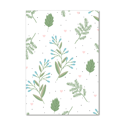 Verticale glasfoto Bladeren en harten