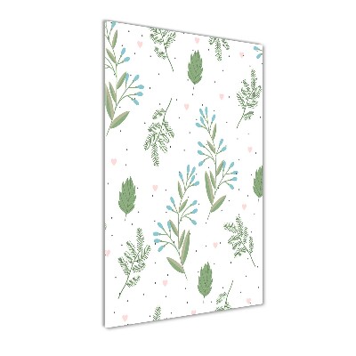 Verticale glasfoto Bladeren en harten