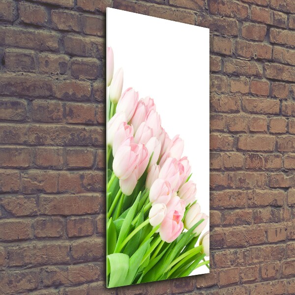 Verticale foto op glas Roze tulpen
