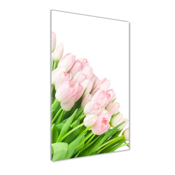 Verticale foto op glas Roze tulpen