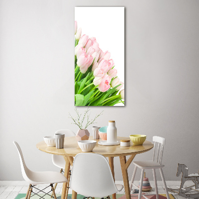 Verticale foto op glas Roze tulpen