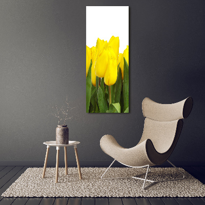 Verticale glasfoto Gele tulpen
