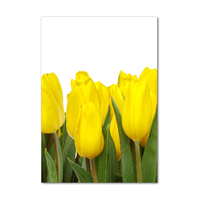 Verticale glasfoto Gele tulpen