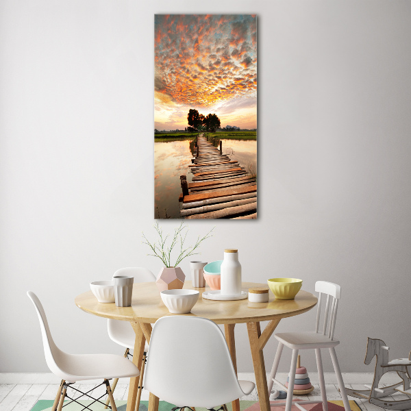 Verticale glasfoto Houten brug