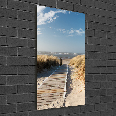 Verticale glasfoto Pad naar het strand