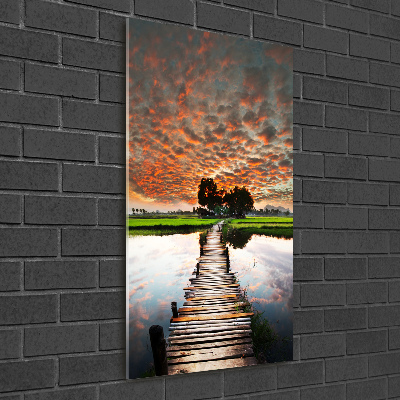 Verticale foto op glas Houten brug
