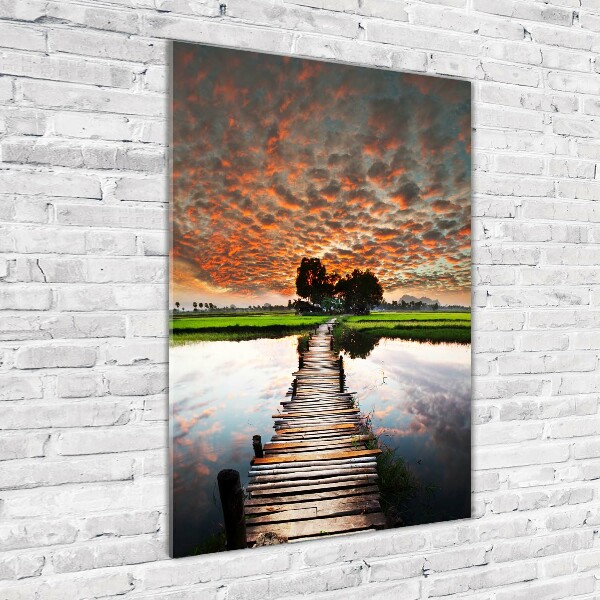 Verticale foto op glas Houten brug