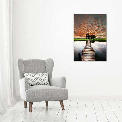 Verticale foto op glas Houten brug