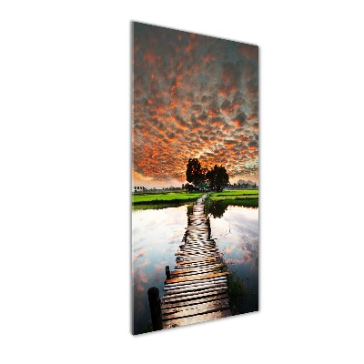 Verticale foto op glas Houten brug