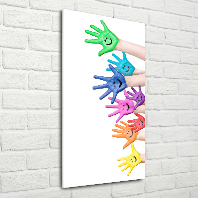 Verticaal glasschilderij Geschilderde handen