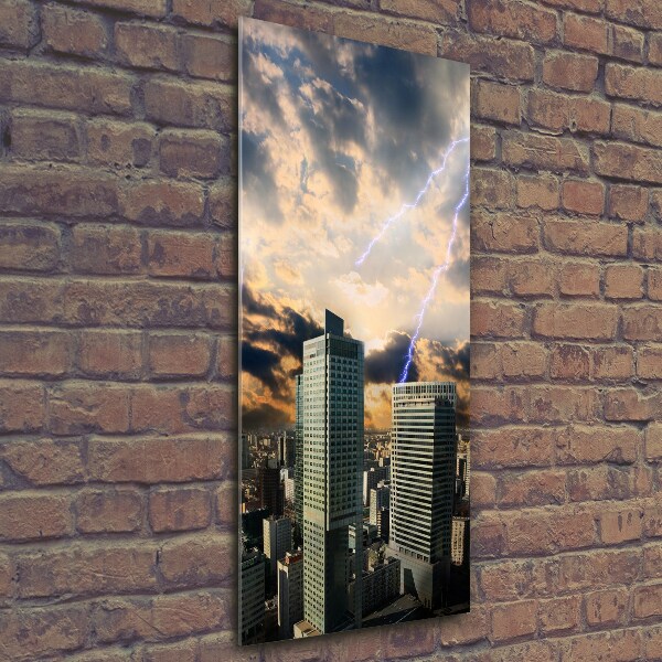 Verticale glasfoto Storm boven Warschau