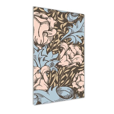 Verticale glasfoto Bloemen en bladeren