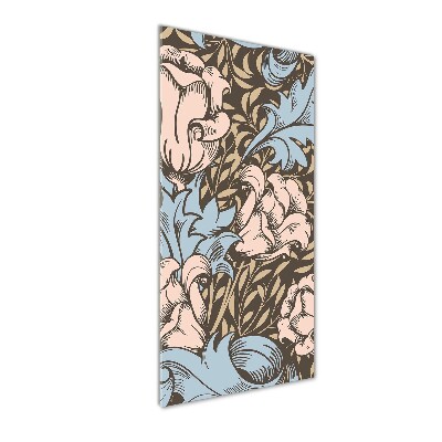 Verticale glasfoto Bloemen en bladeren