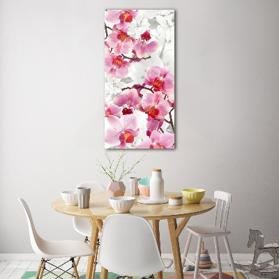 Verticale glasfoto Roze orchidee