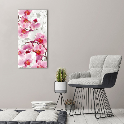 Verticale glasfoto Roze orchidee