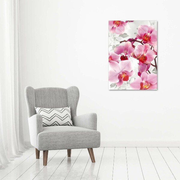 Verticale glasfoto Roze orchidee