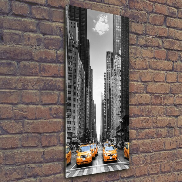 Verticale foto op glas New Yorkse taxi's