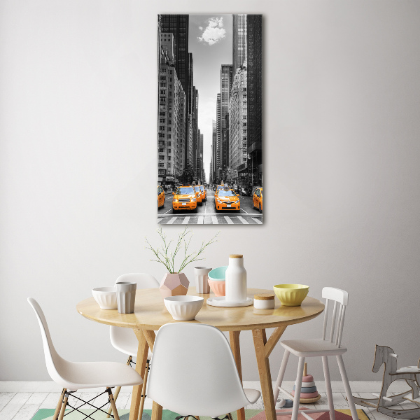 Verticale foto op glas New Yorkse taxi's