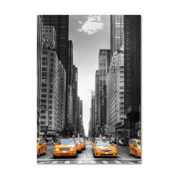 Verticale foto op glas New Yorkse taxi's