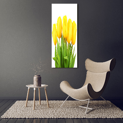Verticale foto op glas Gele tulpen
