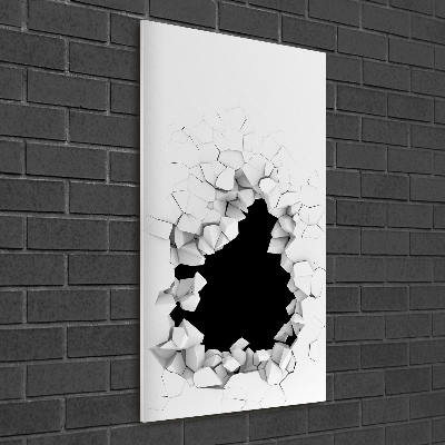 Verticale glasfoto Gat in de muur