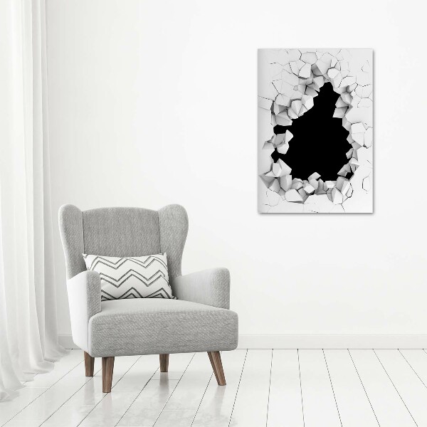 Verticale glasfoto Gat in de muur