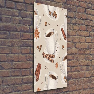 Verticaal glasschilderij Een kopje koffie