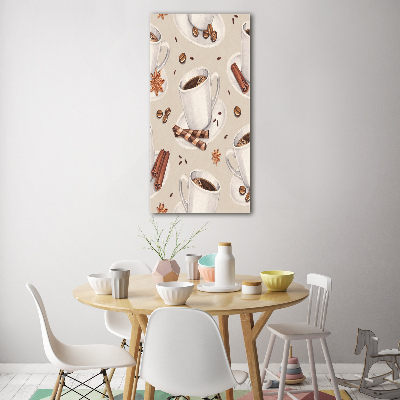Verticaal glasschilderij Een kopje koffie