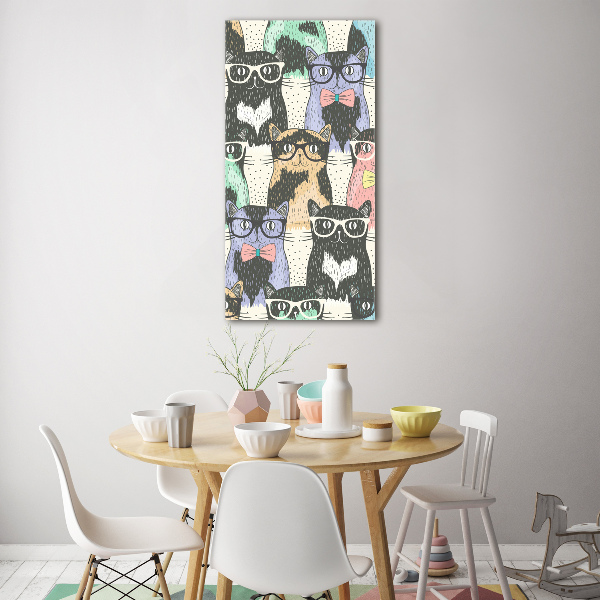 Verticale glasfoto Katten met een bril