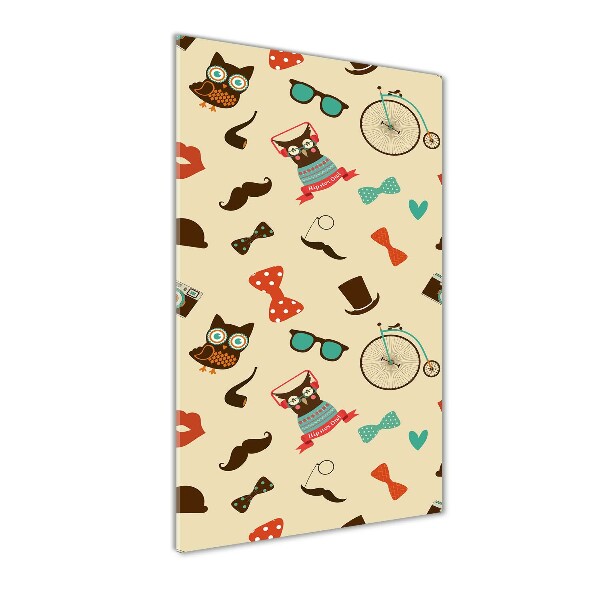 Verticaal glasschilderij Uilen fietsbril