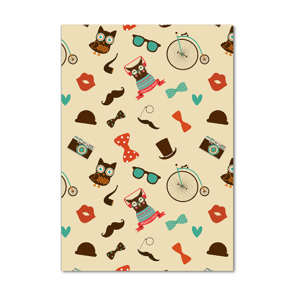 Verticaal glasschilderij Uilen fietsbril