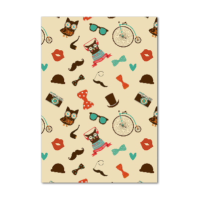 Verticaal glasschilderij Uilen fietsbril