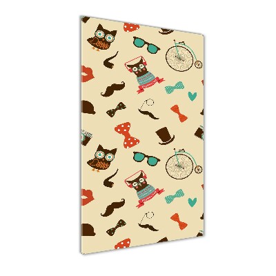 Foto obraz na szkle pionowy Sowa rower okulary