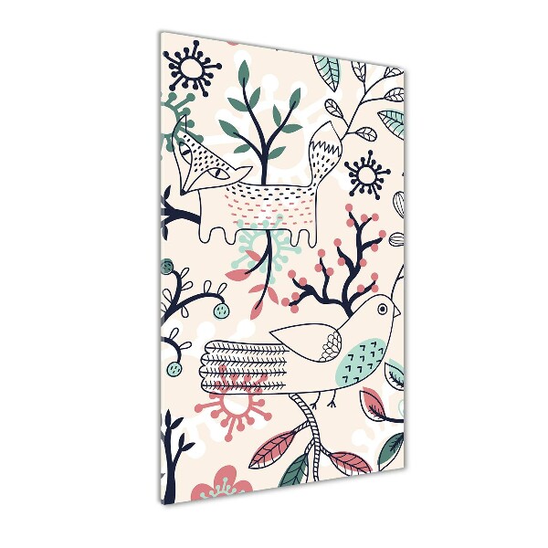 Verticale foto op glas Dieren en bloemen