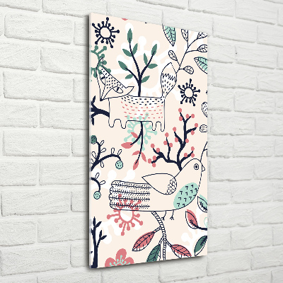 Foto obraz na szkle pionowy Zwierzęta i kwiaty