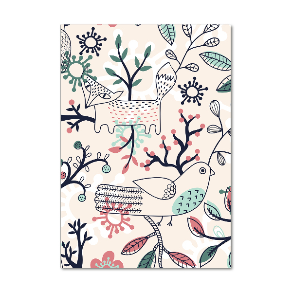 Verticale foto op glas Dieren en bloemen