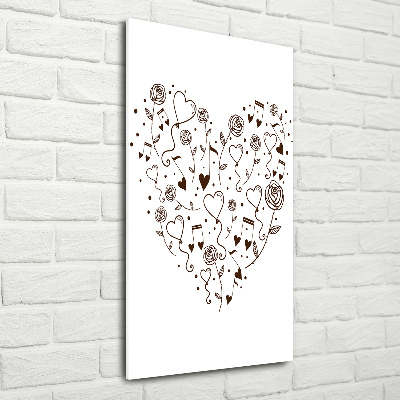 Verticaal glasschilderij Hart