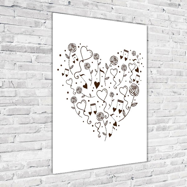 Verticaal glasschilderij Hart