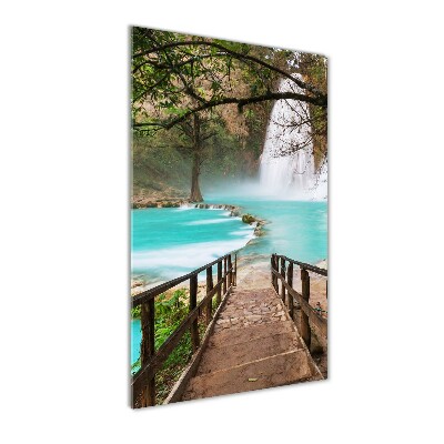 Verticale glasfoto Waterval in Mexico