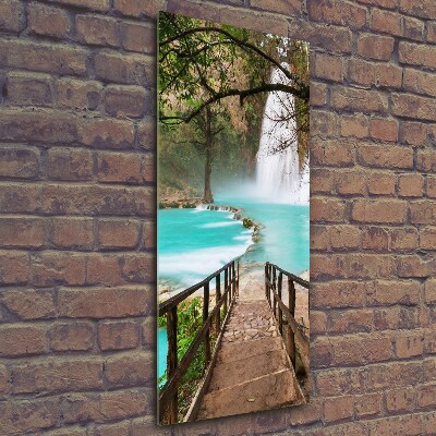 Verticale glasfoto Waterval in Mexico