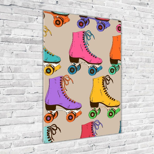 Verticale glasfoto Kleurrijke rolschaatsen