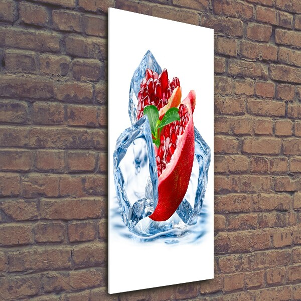 Verticale glasfoto Granaatappel en ijs
