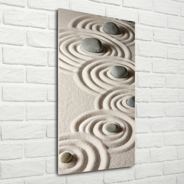 Verticale glasfoto Stenen in het zand